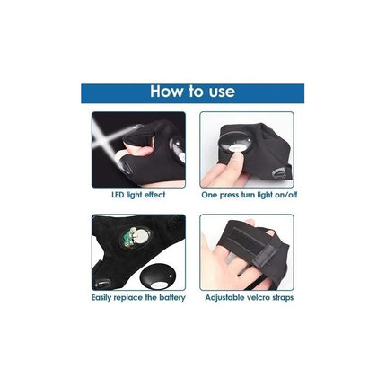 Guantes Con Luces Led, Bicicleta Moto  Trabajo  Negro