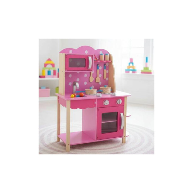Cocina De Madera Con Accesorios Juguete Cgf01025 Rosado