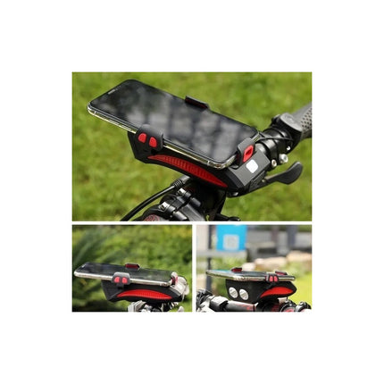 Farol Luz Led  Bicicleta 4 En 1 Bocina+luz+cargador+soporte