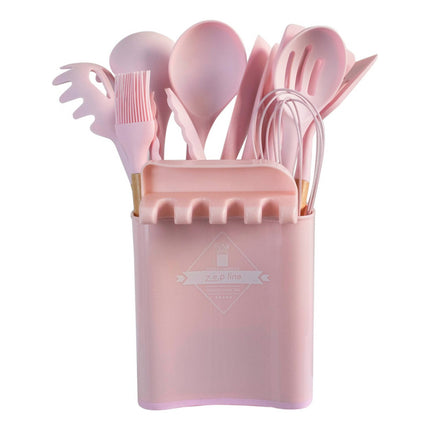 Juego Menage De Silicona 13piezas C/ Soporte Rosa