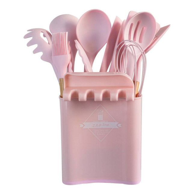 Juego Menage De Silicona 13piezas C/ Soporte Rosa