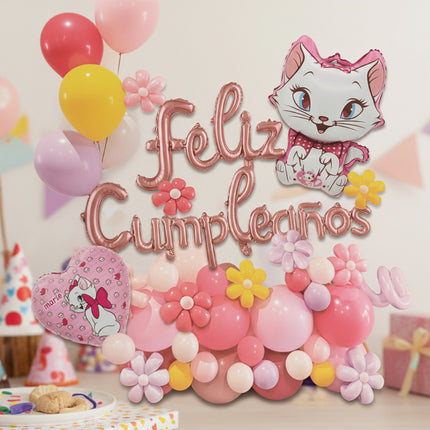 Kit De Cumpleaños De Gata Mariet Globos Y Decoracion