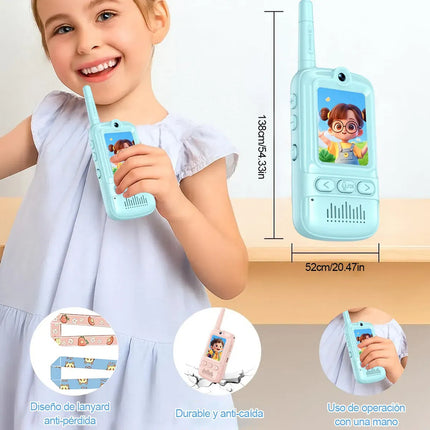 Walkie-talkie Con Video Para Niños Pack De 2 Con Azul Claro Rosa Claro