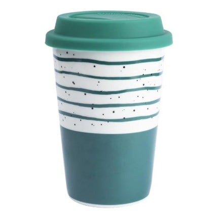 Taza Ceramica C/tapa 400ml 2 Diseños