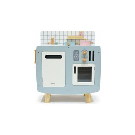Cocina De Madera Con Accesorios 63x53x30.5cm. Juguete Celeste