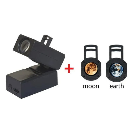 Mini Proyector Veladora Led Recargabe Tierra Luna Usb-c Negro