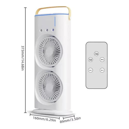 Ventilador Doble Portatil Humificador Con Luz Led