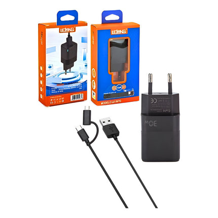 Cargador Rapido 30w Usb Tipo-c + Microusb Cable 1m V