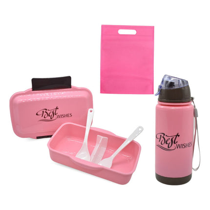 Set De Vianda Con Cubiertos, Botella Y Bolsa 21x19cm