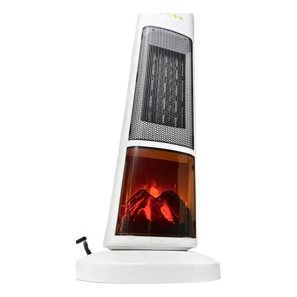 Caloventilador Vertical Con Pantalla Simula Fuego Blanco