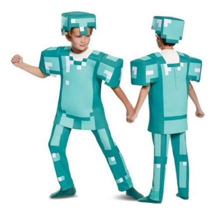 Disfraz Armour Minecraft Completo Para Niños Celeste S
