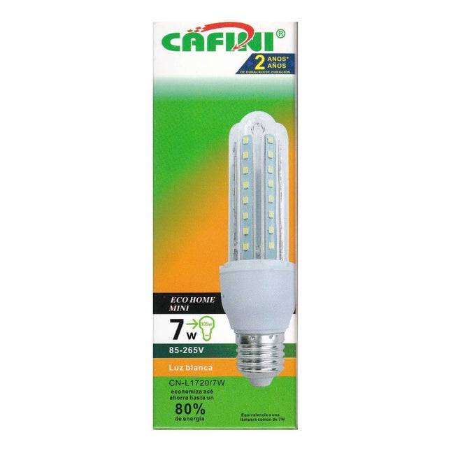 Lampara Led Tipo Bajo Consumo 7w (70w) Fria Luz Blanco Frío