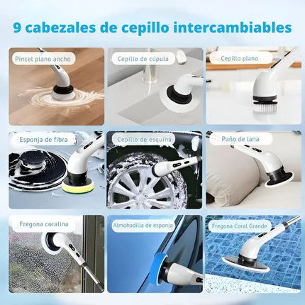 Cepillo De Limpieza Eléctrico 9 En 1 Recargable 2000mah 25w Blanco