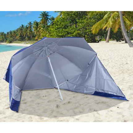 Sombrilla De Playa 2 En 1 Parasol  Con 2 Paneles Laterales Azul
