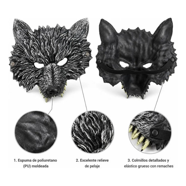 Máscara De Lobo Realista 25x20cm Cpt01259 Gris Oscuro