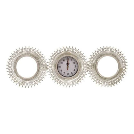 Reloj De Pared Con Espejos 3 Pcs 25 Cm. Plateado X