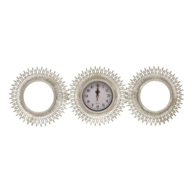 Reloj De Pared Con Espejos 3 Pcs 25 Cm. Plateado X