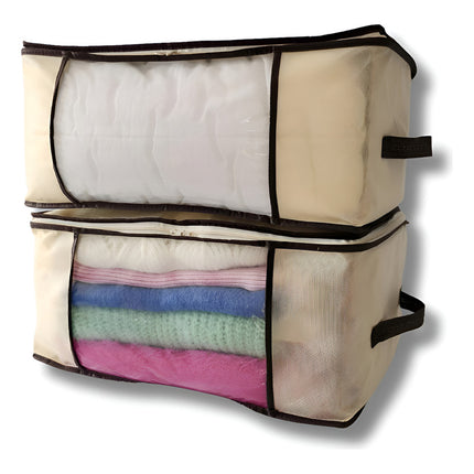 Bolsa De Tela Guarda Todo Con Cierre 45x30x20cm. Beige
