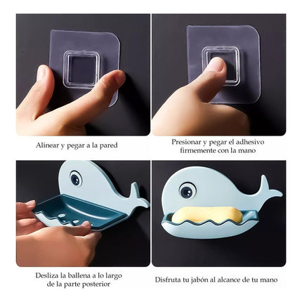 Jabonera Con Forma De Ballena Autoadhesiva