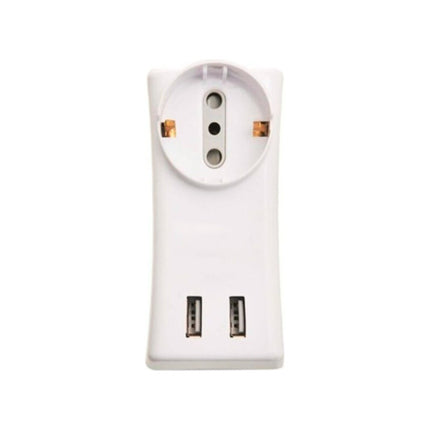 Adaptador  1 Schuko + 2 Tomas 3 En Linea + 2 Puertos Usb