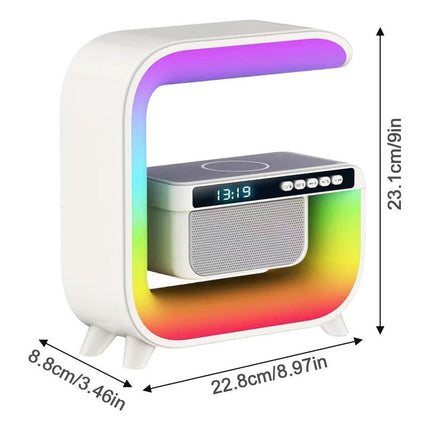 Parlante Reloj Cargador Portatil De Celular 5 En 1 Cuadrada Blanco V