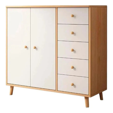 Cómoda Cajonera Aparador 2 Puertas Estantes Y 5 Cajones Blanco