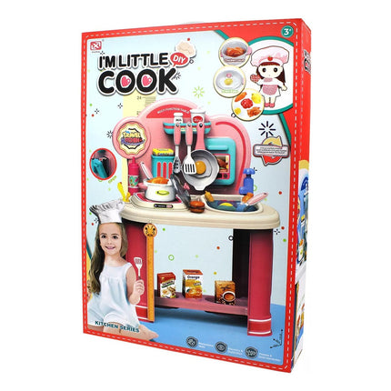 Cocina Con Pileta Para Agua, Y Accesorios, En Caja  Rosa