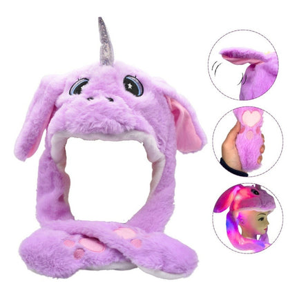 Gorro Infantil Rosado Mueve Orejas Con Luces