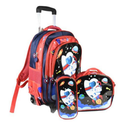 Mochila Carrito Con Lonchera Térmica Y Cartuchera 40x30x14cm