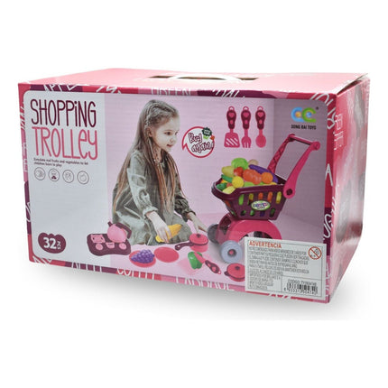 Juego Carro De Supermercado Con Frutas Y Verduras Rosado Rosado