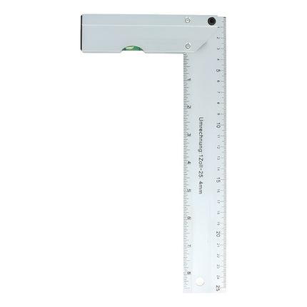 Regla Escuadra De Aluminio 25 Cm Tl35018 Gris