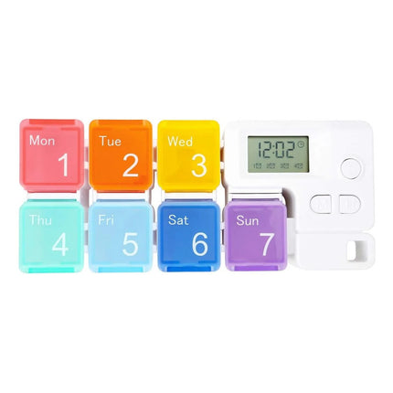 Pastillero Semanal Con Alarma Digital Blanco