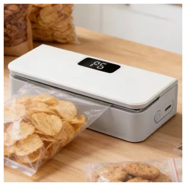 Mini Sellador Y Cortador De Bolsas Magnético Alimentos Blanco