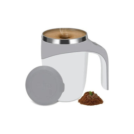 Taza Con Mezclador Magnético Y Tapa A Pilas De 380 Ml Acero Blanco