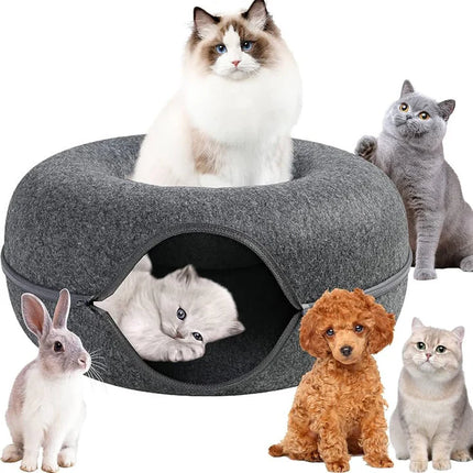Cama Para Gato Ovalada De Fieltro Con Cierra 50 Cm Varios