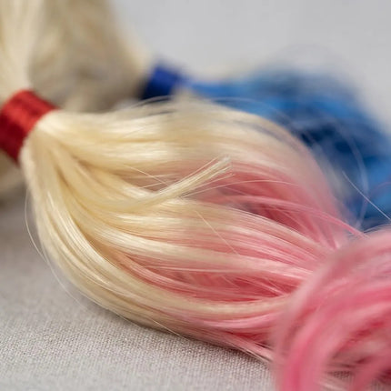 Peluca Tipo Harley Quinn Para Disfraz Azul Y Fucsia