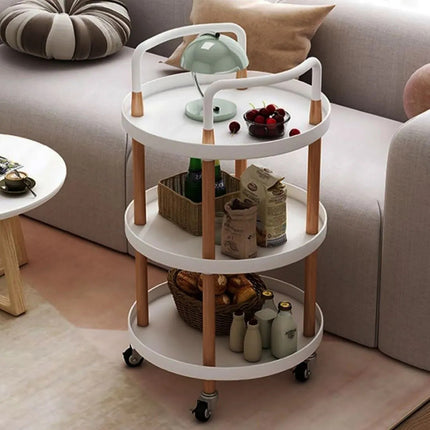 Carrito Organizador Mesa Redonda Con Asas Ruedas 3 Estantes