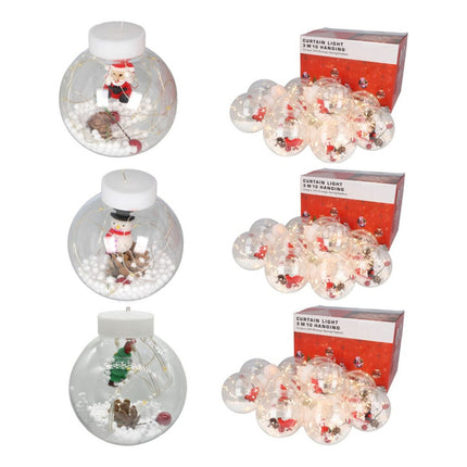 Cortina De Luz De Navidad Con Esferas Navideñas X 10pcs 3 M X