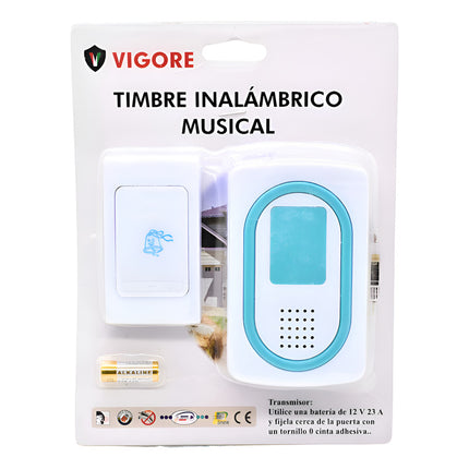 Timbre Inalámbrico A Pila Vigore  Tl32983 Blanco