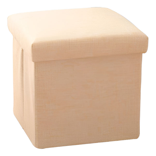 Banco Puff Baul Plegable Cuadrado  38x38x38cm. Beige
