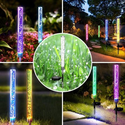 Estaca Solar Led Rgb Cilíndrica Para Jardín Rgb