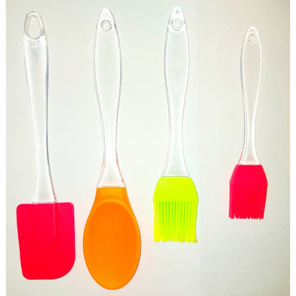 Set De 4 Piezas De Silicona 2 Pinceles, Cuchara Y Espatula
