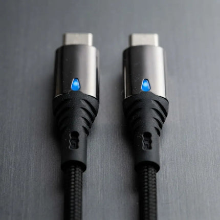 Cable Reforzado De Carga Rapida  C-c Luz Led Negro