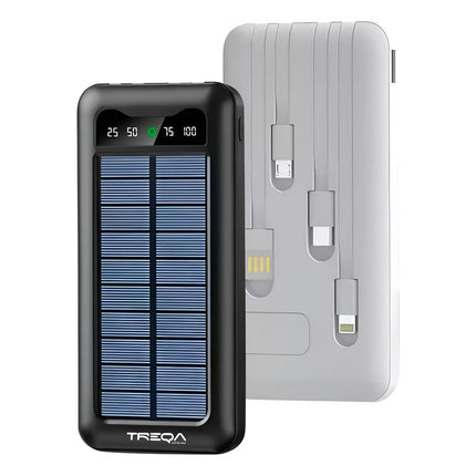 Power Bank Solar Treqa 10000 Mah Micro Usb, Tipoc C, Lightni Negro