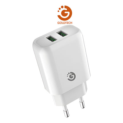 Cargador Usb Adaptador 2 Usb 2.4a Goldtech  Negro