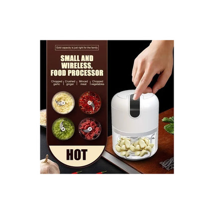Mini Procesadora Inalambrica Usb Triturador Cortadora 37w Blanco