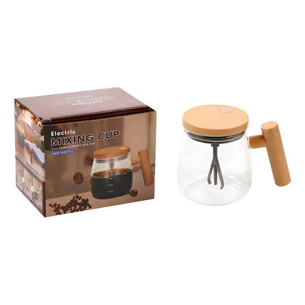 Taza De Vidrio Con Madera  Mezclador Y Tapa Z