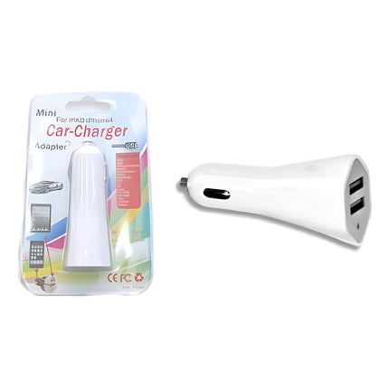 Cargador Celular Para Auto Doble Usb  12v  Blanco