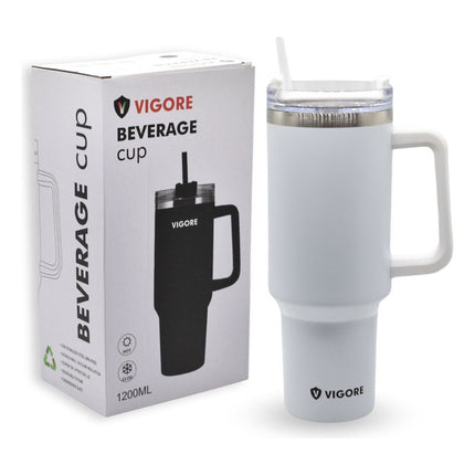 Vaso Termico Vigore Con Tapa Y Sorbito Blanco 1200ml Blanco Lisa
