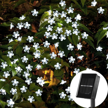 Guirnalda Solar Para Exterior Decoración Flores Blancas
